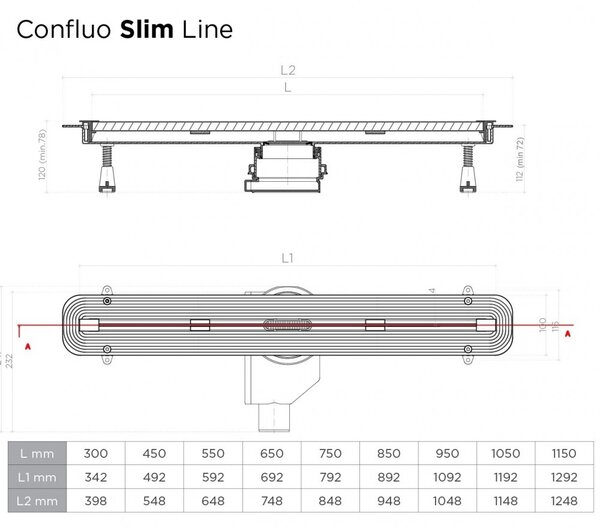 Душевой лоток Pestan Confluo Slim Line 950+