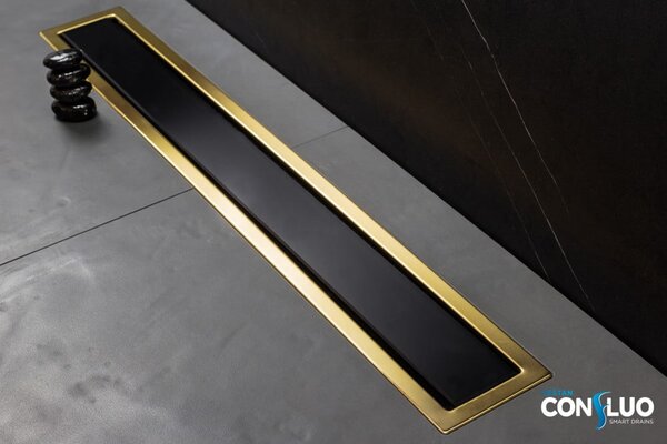 Душевой лоток Pestan Confluo Premium Line 750 Black Glass Gold