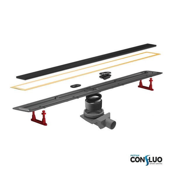 Душевой лоток Pestan Confluo Premium Line 300 Black Glass Gold