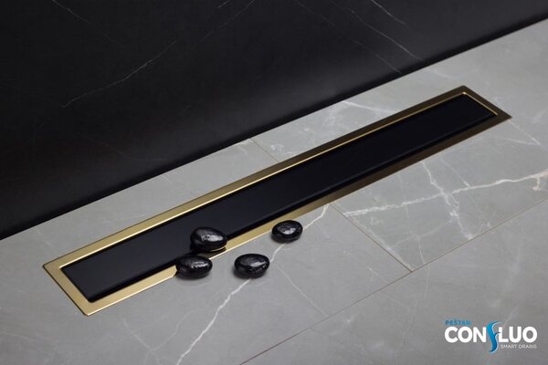 Душевой лоток Pestan Confluo Premium Line 300 Black Glass Gold