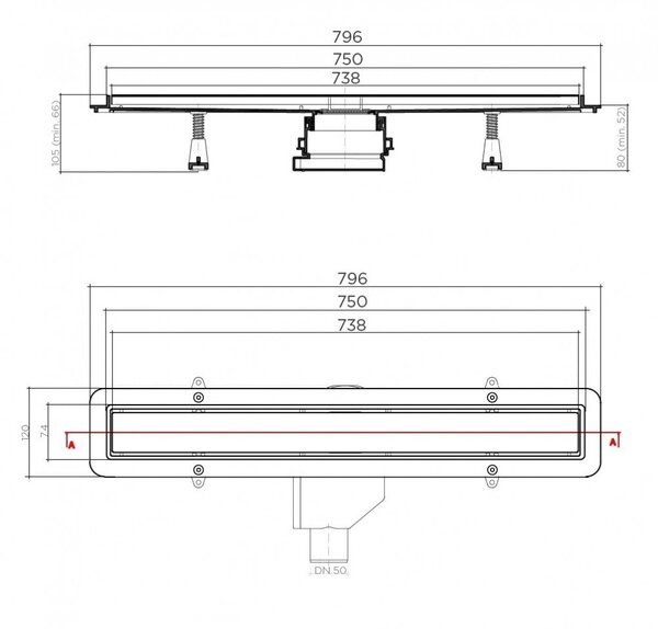 Душевой лоток Betto by Pestan Net Line 750