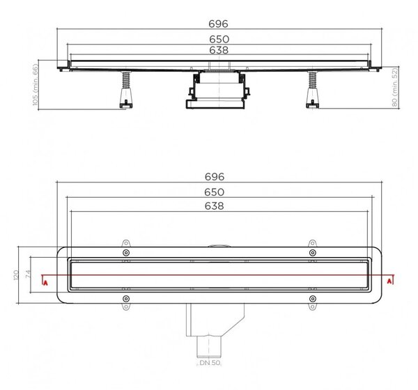 Душевой лоток Betto by Pestan Line 650