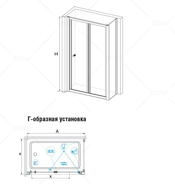 Душевой уголок RGW CL-41 (CL-21 + Z-12) стекло Прозрачное 75х90