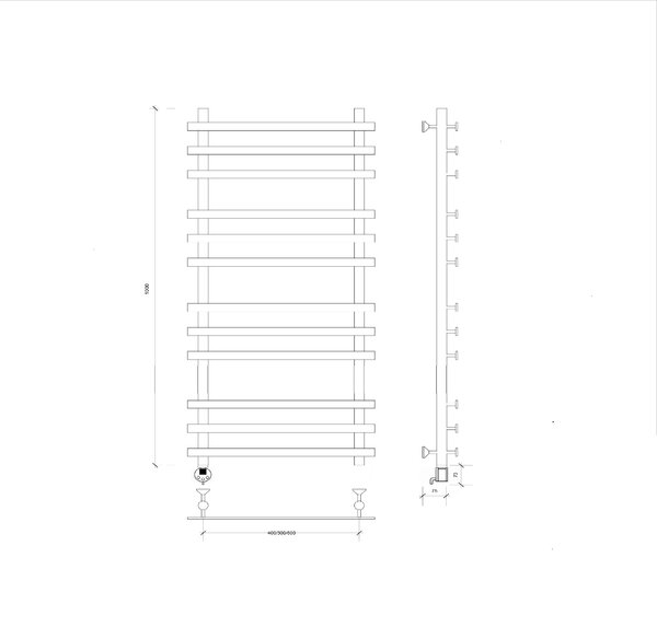 Полотенцесушитель Secado Понтида +  100/60/70, электрический L, ЧЕРНЫЙ МАТОВЫЙ