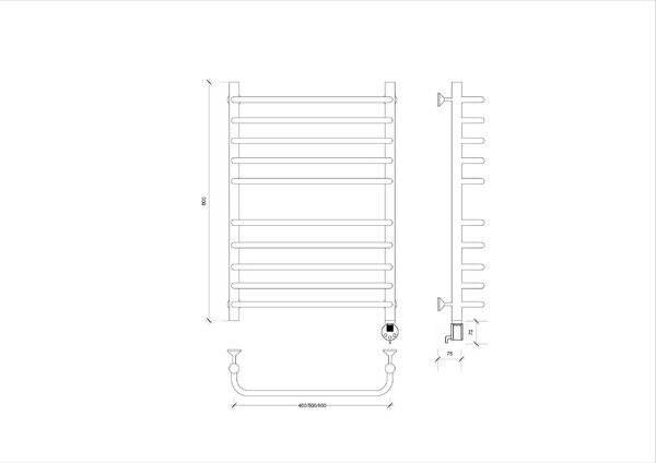 Полотенцесушитель Secado Мерида 4 80/40, электрический R, ЧЕРНЫЙ МАТОВЫЙ