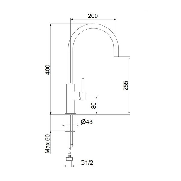 Смеситель для кухни Webert Oblique OB920302560, черный