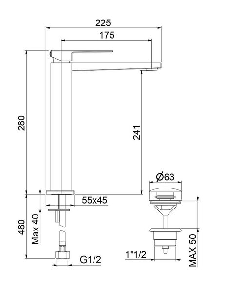 Смеситель для раковины Fiore Kube 100CR8517, хром