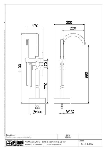 Смеситель для ванны Fiore Xenon 44NN5145, черный