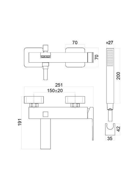 Смеситель для ванны Fiore Kube 100NN8552, черный