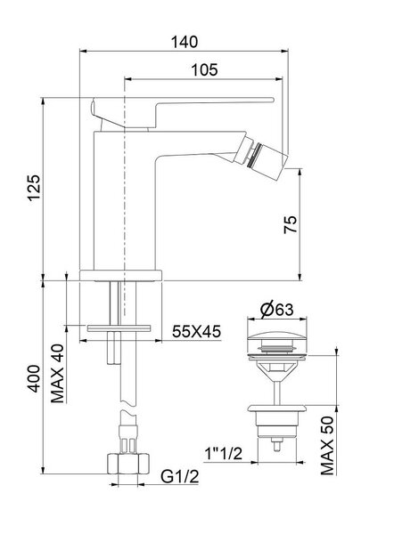Смеситель для биде Fiore Kube 100BB8535, белый