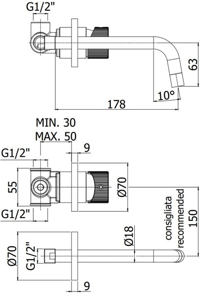 Смеситель для раковины Paffoni Jo JO006CR70 (с внутренней частью)