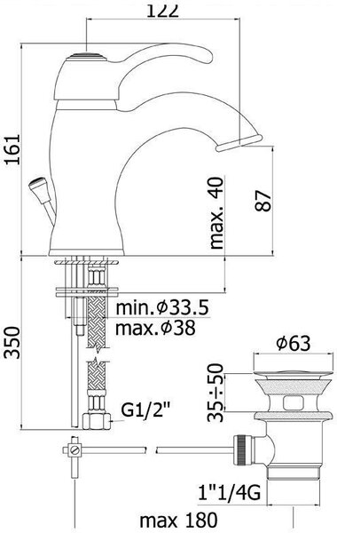 Смеситель для раковины Paffoni Flavia FA075BR