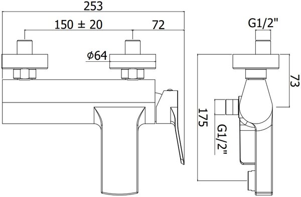 Смеситель для ванны с душем Paffoni Tilt TI022BO