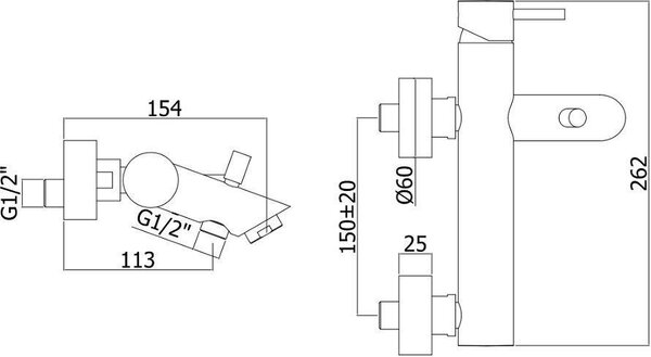 Смеситель для ванны с душем Paffoni Light LIG022NO