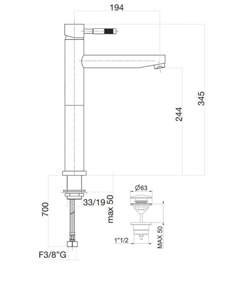Смеситель для раковины Webert Rimini RI831402010, золото