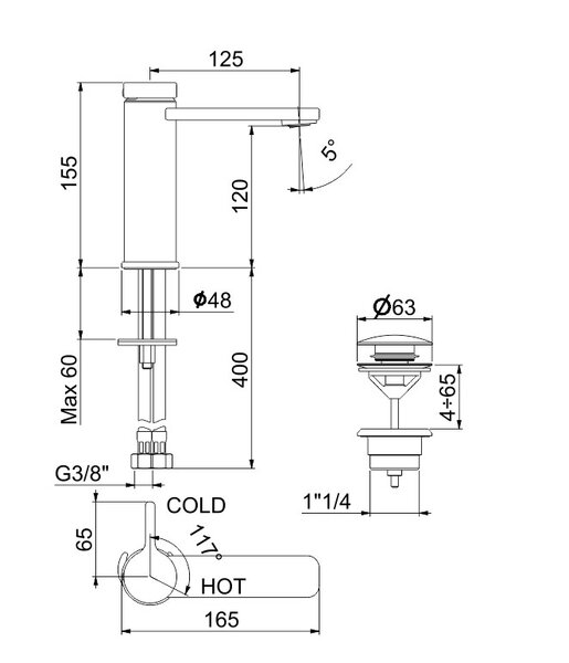 Смеситель для раковины Webert Coral CO830102015, хром