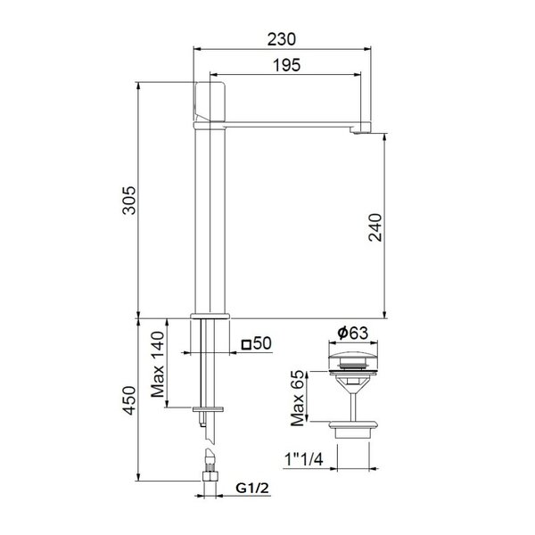 Смеситель для раковины Webert ONE-X OX830402741, белый/сталь