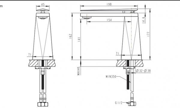 Смеситель для умывальника высокий Bravat Diamond (F118102G-2-ENG)