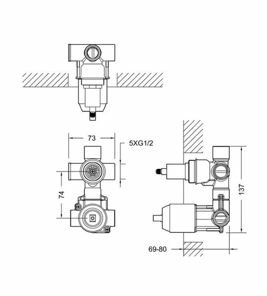 Скрытая часть для смесителя Bravat Built-in D982CP-B-ENG Хром