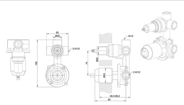 Скрытая часть для смесителя Bravat Built-in D969CP-B-ENG Хром