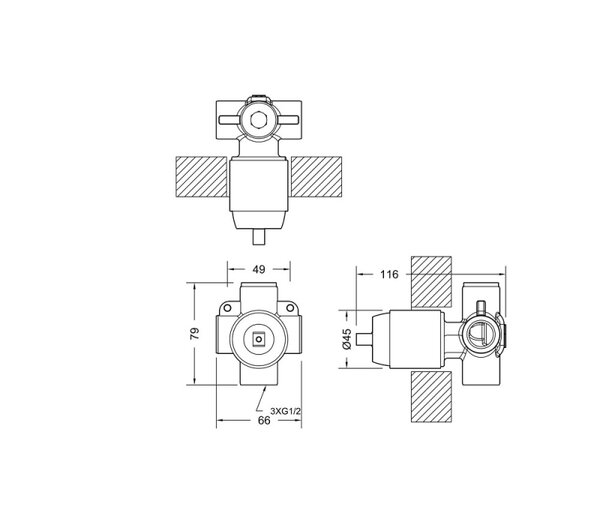 Скрытая часть для смесителя Bravat Arc D999BW-ENG Черный матовый