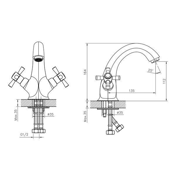 Смеситель для умывальника DECOROOM DR51 (DR51011-White)