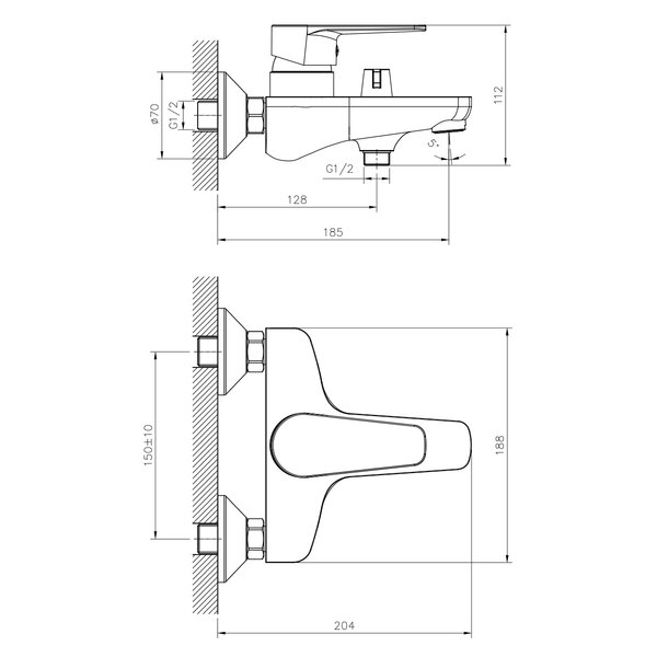 Смеситель для ванны DECOROOM DR72 (DR72036)