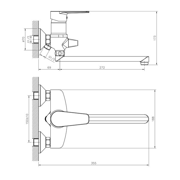 Смеситель для ванны DECOROOM DR72 (DR72043)