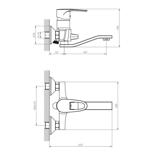 Смеситель для ванны DECOROOM DR70 (DR70044)