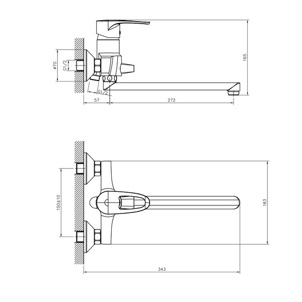 Смеситель для ванны DECOROOM DR70 (DR70043)