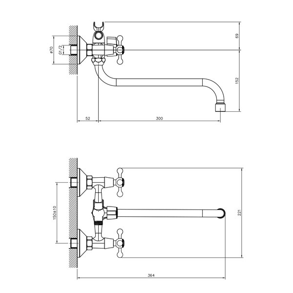 Смеситель для ванны DECOROOM DR54 (DR54045)