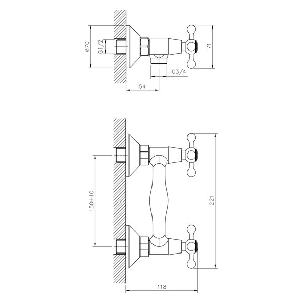 Смеситель для душа DECOROOM DR54 (DR54055)