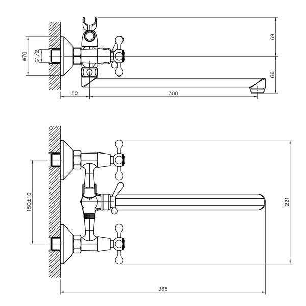 Смеситель для ванны DECOROOM DR53 (DR53043)