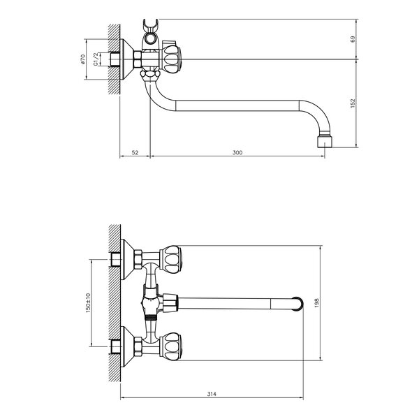 Смеситель для ванны DECOROOM DR50 (DR50045R)