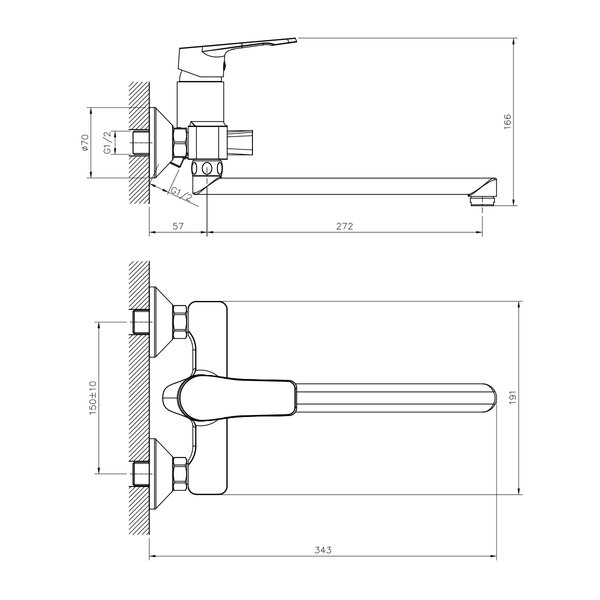 Смеситель для ванны DECOROOM DR23 (DR23043)