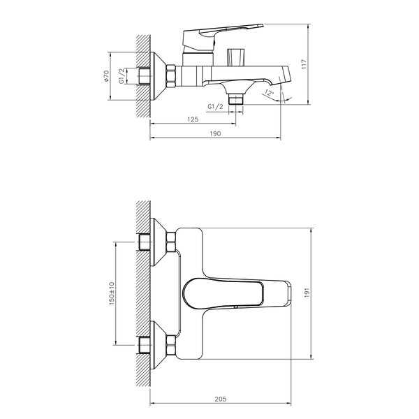Смеситель для ванны DECOROOM DR23 (DR23036)