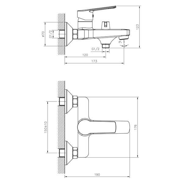Смеситель для ванны DECOROOM DR22 (DR22036)