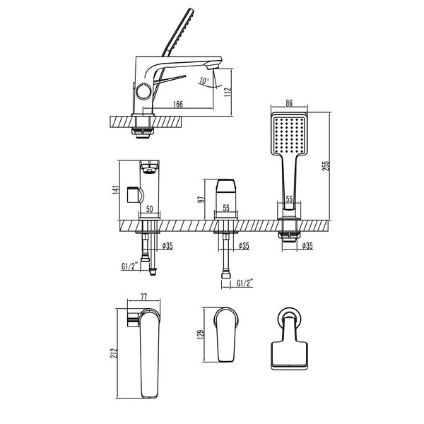 Смеситель для ванны и душа Lemark Bronx (LM3745GM)