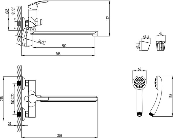 Смеситель для ванны и душа Lemark Plus Strike (LM1157C)