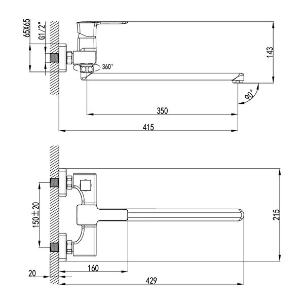 Смеситель для ванны Lemark Basis (LM3617C)