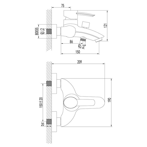Смеситель для ванны Lemark Atlantiss (LM3202C)