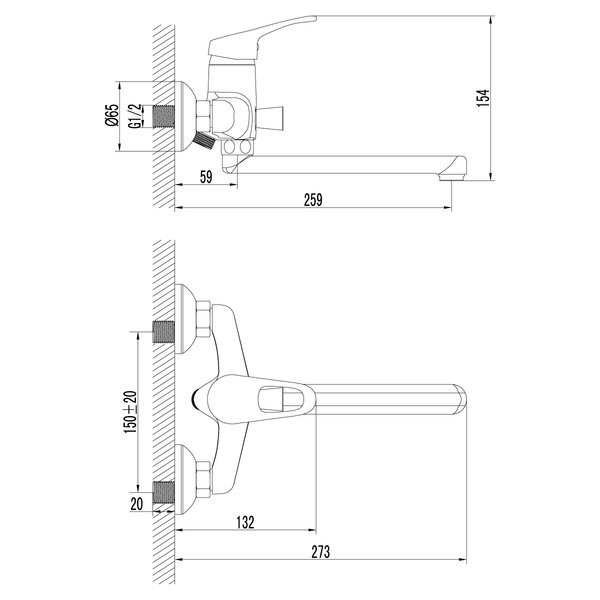 Смеситель для ванны Lemark Omega (LM3110C)