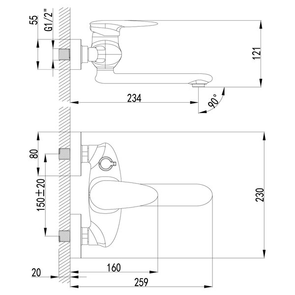 Смеситель для ванны Lemark Status (LM4414C)