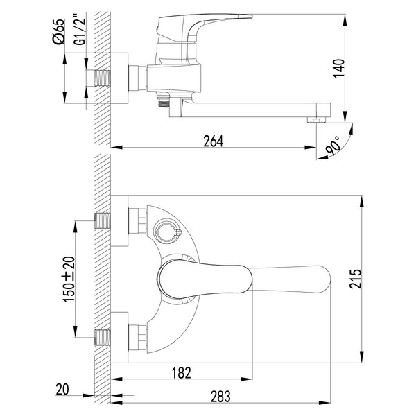 Смеситель для ванны Lemark Shift (LM4314C)