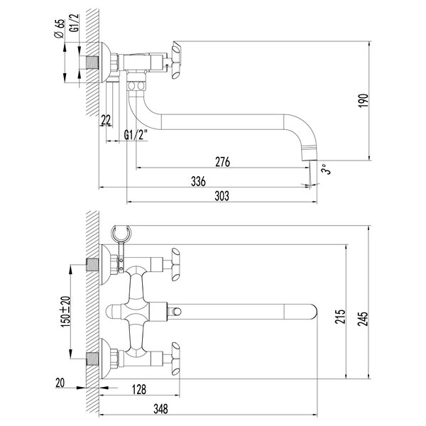 Смеситель для ванны Lemark Practica (LM7551C)