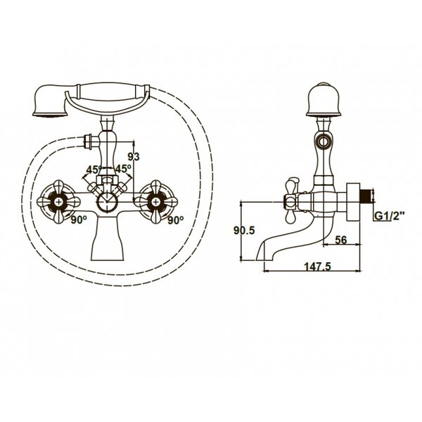 Смеситель для ванны с душем KAISER Carlson Style (44222-3/44223-3)