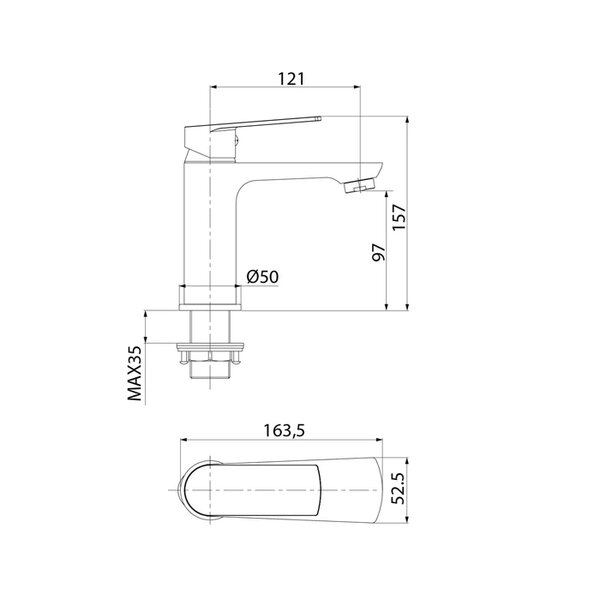 Смеситель для умывальника IDDIS Plank (PLASB00i01)