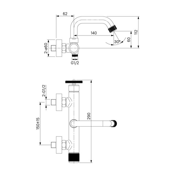 Смеситель для ванны графит IDDIS Grange (GRAGMR2i02)