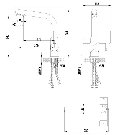 Смеситель для кухни Lemark с подключением к фильтру питьвой воды (LM3061LM-310)