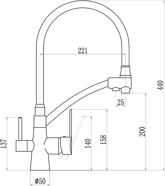 Смеситель для кухни золотой под фильтр Savol (S-L1805B-05)
